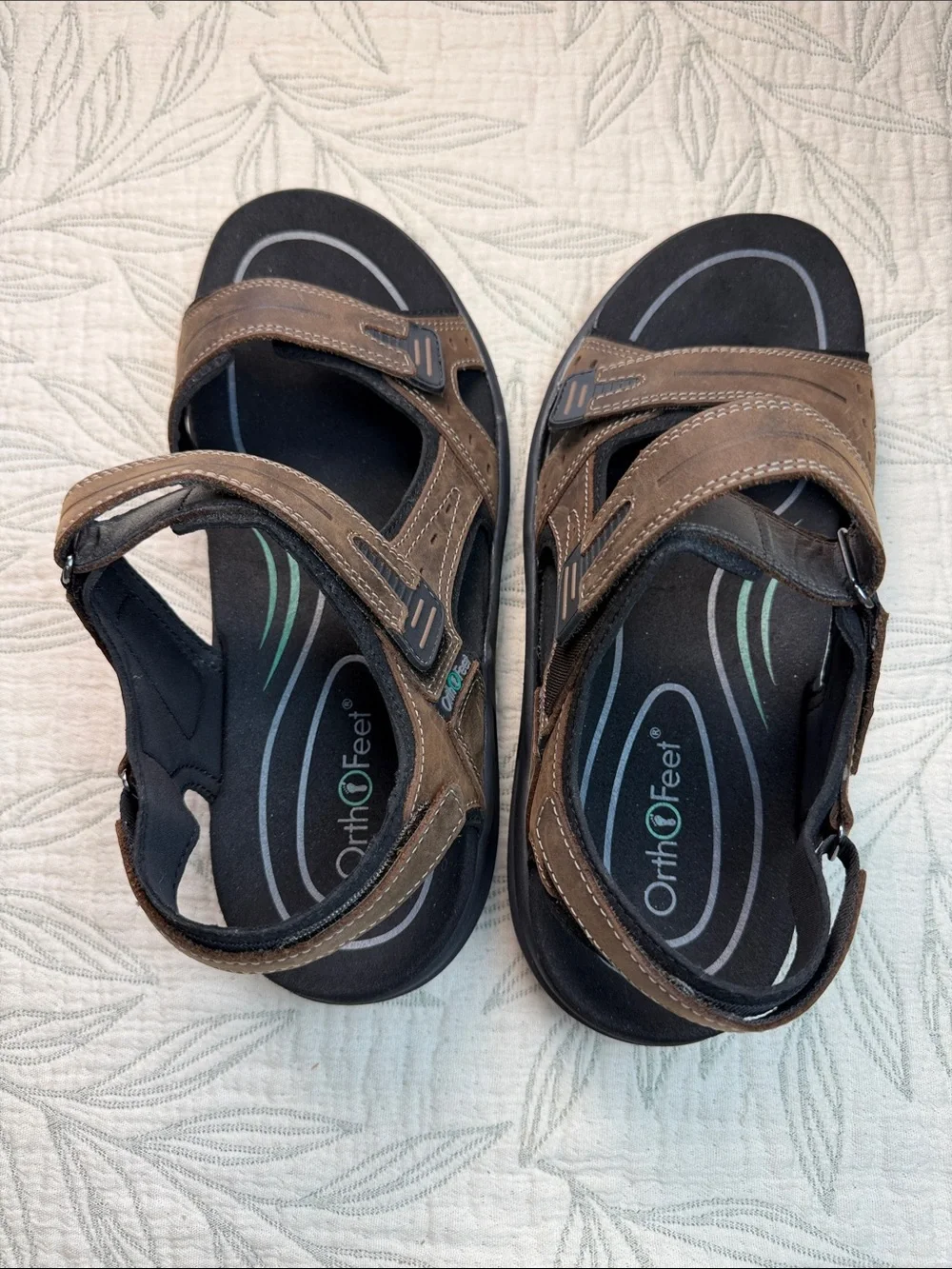 OrthoFeet Men’s Gemini Leather Upper Sandal never used. Sz. 12